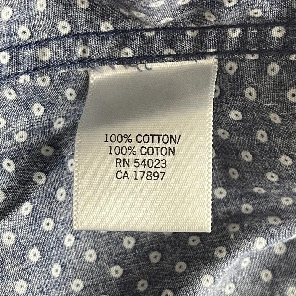 Banana Republic Men's Blue Polka Dot Slim Fit‎ Button Down Dress Shirt Size M